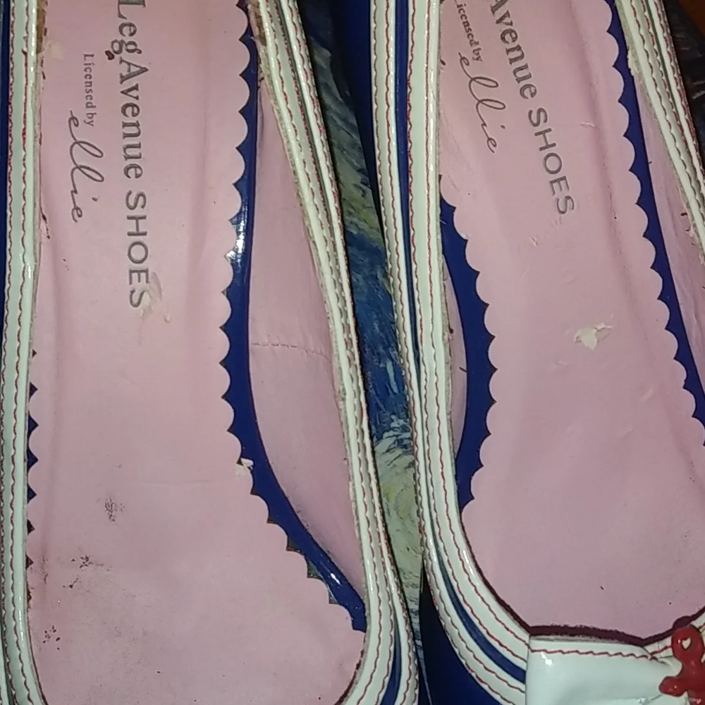 Leg Avenue Blue White Red Anchor Peep-Toe Heels